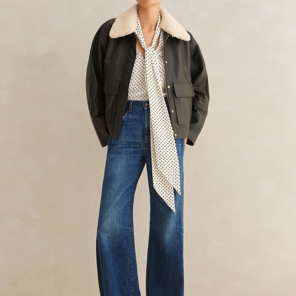 Me + Em Shearling Collar 2 in 1 Leather Jacket